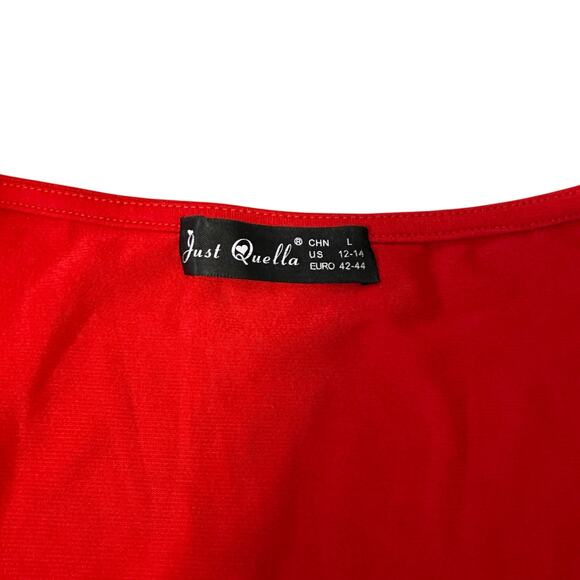 Just Quella Cropped Red Tank Top Sleeveless Split Deep V Neck Large Clubbing - Picture 3 of 4